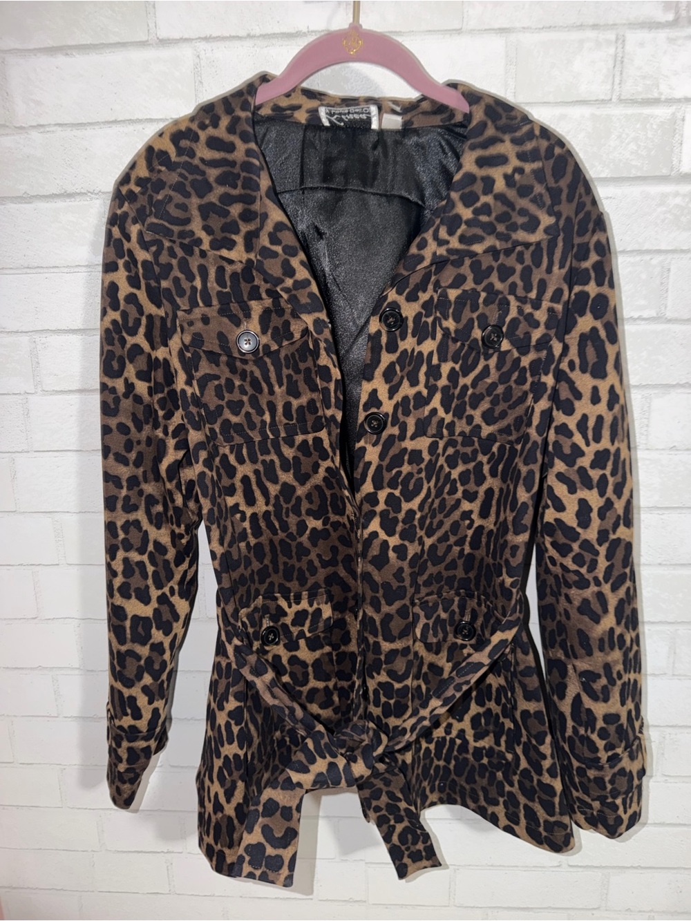 Linea by Louis Dell'Olio Leopard Print Belted Trench Coat - Brown/Black